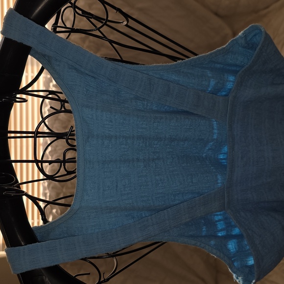 Free People Light Blue Sleevless Textured Light Blue Dress XS (Katie #14) - Picture 5 of 11